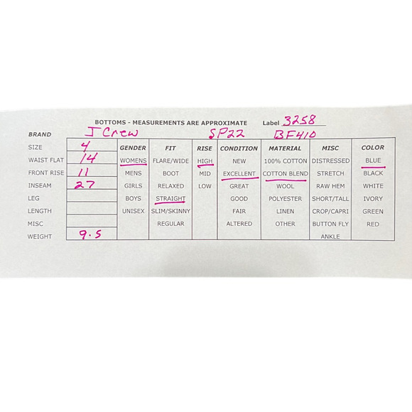 J.Crew Womens Chino Pants Blue High Rise Pockets Stretch Zipper Flat Front 4 - Picture 10 of 10